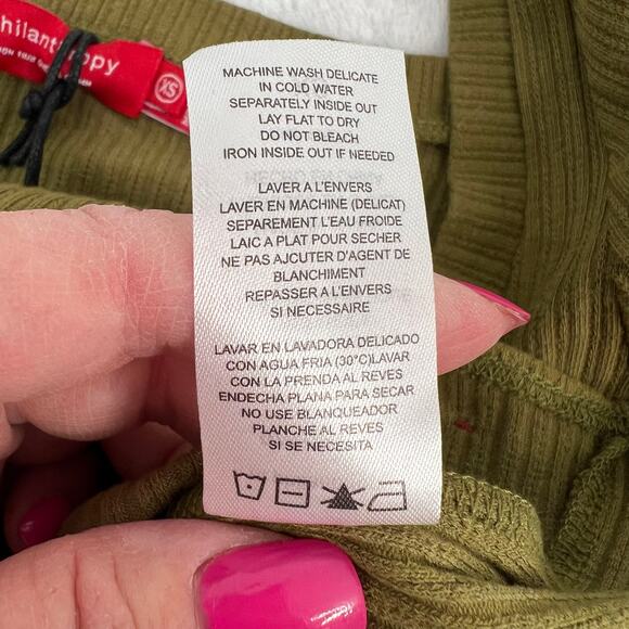 n: Philanthropy Langley Bodysuit Olive Green Ribbed Thong Chic Indie SZ XS NWT - Picture 12 of 15